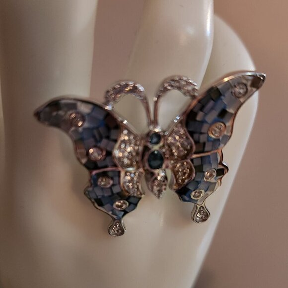 JTV Mosaic Mother of Pearl Topaz Zircon 925 Silver Ring - Picture 3 of 8